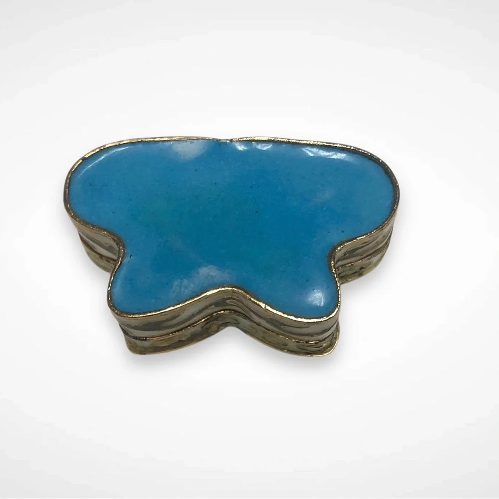 Butterfly Trinket Box Cloisonne Vintage 1970s